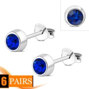 Sapphire CZ Silver Stud Earrings, e426st